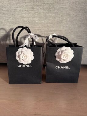 CHANEL Black & White Camellia Gift Bags - Set of 2